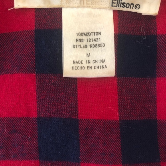 Red Black Plaid Long Sleeve Ellison Shirt Medium - Picture 6 of 8